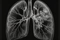 A condition where cancerous cells develop and form a tumor in the lungs, commonly known as lung cancer.