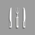 A fork and two knives. Vector icon. Royalty Free Stock Photo