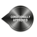 Conditionally approved metal badge emblem with sharp pointer graphic element Royalty Free Stock Photo