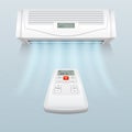 Conditioner with fresh air streams. Climate control in home and office vector illustration