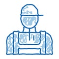 Conditioner Repairman Worker doodle icon hand drawn illustration