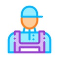 Conditioner Repairman Worker Vector Thin Line Icon