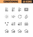 Conditioning flat icon set.