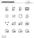 Conditioning flat icon set.