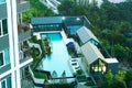 Condo in bangkok. View from the high floor to the pool in the courtyard