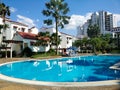 Condo courtyard pool on a hot summer day Royalty Free Stock Photo