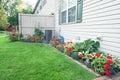 Condo Garden Area in Red and Purple Full Bloom