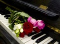 Condolence card - flowers on piano Royalty Free Stock Photo