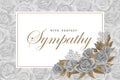 Grayscale rose bouquets with white frame and text on silver rose background Royalty Free Stock Photo