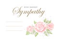 Condolences sympathy card floral cream pink rose bouquet and lettering