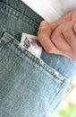 Condom in back-pocket Royalty Free Stock Photo