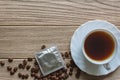 Condom and a cup of coffee Royalty Free Stock Photo