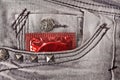 Condom in the grey jeans Royalty Free Stock Photo