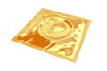 Condom pack. Isolated golden condom pack. Unbranded condom pack. Brandless pack. 3D rendering Royalty Free Stock Photo