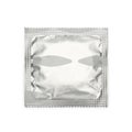 Condom packaging on white background