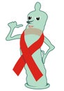 Condom with red ribbon