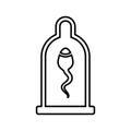Condom, sperm, protection outline icon. Line art vector