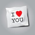 Condom with text I love you