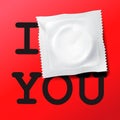 Condom with text I love you