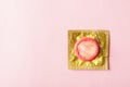 Condom in wrapper pack is tear open Royalty Free Stock Photo