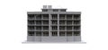 Condominium model in white color with transparent glasses. Apartment house. 3d rendering.