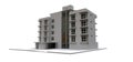 Condominium model in white color with transparent glasses. Apartment house. 3d rendering.