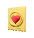 Condoms with a heart. Wedding and valentine day concept. Vector cartoon isolated illustration.