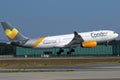 Condor Airline plane landing, touchdown