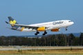 Condor Airline plane landing, touchdown