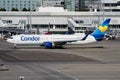 Condor Flugdienst passenger plane at airport. Schedule flight travel. Aviation and aircraft. Air transport. Global international