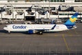 Condor Flugdienst passenger plane at airport. Schedule flight travel. Aviation and aircraft. Air transport. Global