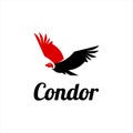 Condor logo simple flying abstract bird silhouette vector