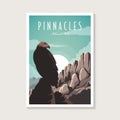 Condor in Pinnacles National Park poster design illustration, Condor on the peak poster
