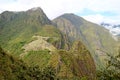 Condor Shaped Machu Picchu Incas citadel ruins as seen from the slope of Mt. Huayna Picchu, Urubamba province, Peru Royalty Free Stock Photo