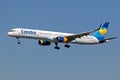 Condor (Thomas Cook) Boeing 757 passenger plane arriving at Frankfurt Airport.. Germany - September 11, 2019