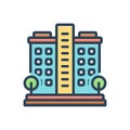 Color illustration icon for Condos, multistory and building