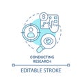 Conducting research turquoise concept icon