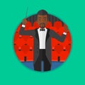 Conductor directing with baton vector illustration