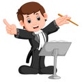 Conductor orchestrating with his baton Royalty Free Stock Photo