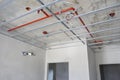Process of ceiling house in construction site. Royalty Free Stock Photo