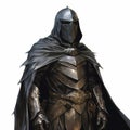 Clean Black Armor Condyle Guard With Helmet And Cape Artwork Royalty Free Stock Photo