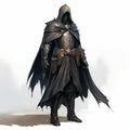 Clean Black Armor Condyle Guard With Helmet And Cape Artwork Royalty Free Stock Photo