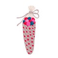 Cone bag with sweets decorated with hearts vector