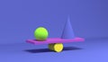 Cone and ball on isometric scales. 3d render