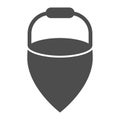 Cone bucket for sand solid icon. Handle metal cone tool for firefighting glyph style pictogram on white background