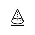 Cone, geometry and mathematics icon. Perfect for application, web, logo, game and presentation template. icon design line style Royalty Free Stock Photo