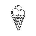 Cone icecream vector illustartion black outline