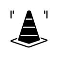 Black solid icon for Cone, taper and traffic