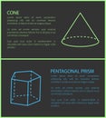Cone and Pentagonal Prism Geometric Shapes Simple