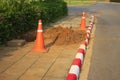 Cone red construction roadblock danger
